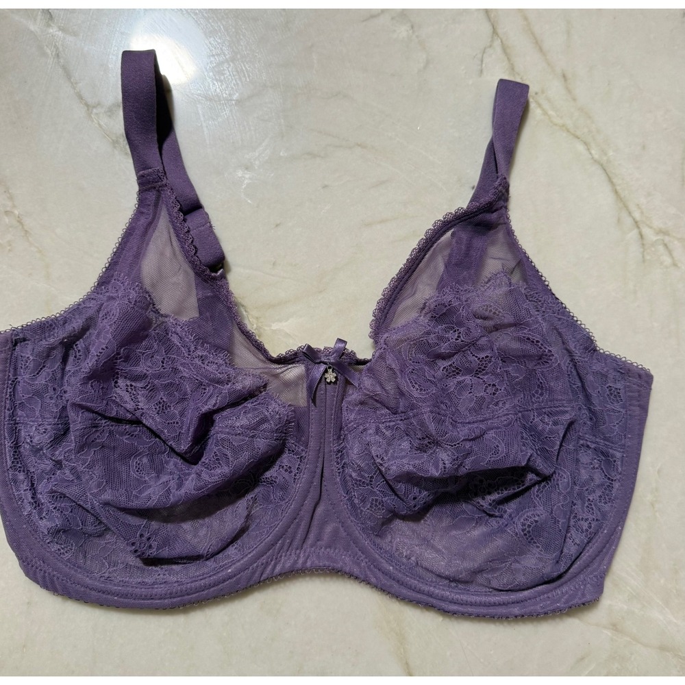 Wacoal Retro Chic Full Figure Underwire Bra Purple Lace 855186 Womens 36G #66